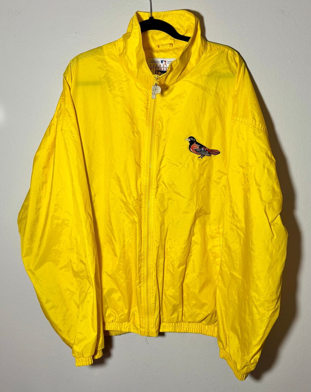 Vintage 90s Baltimore Orioles Yellow Full Zip Windbreaker MLB Pro Player Sz XXL